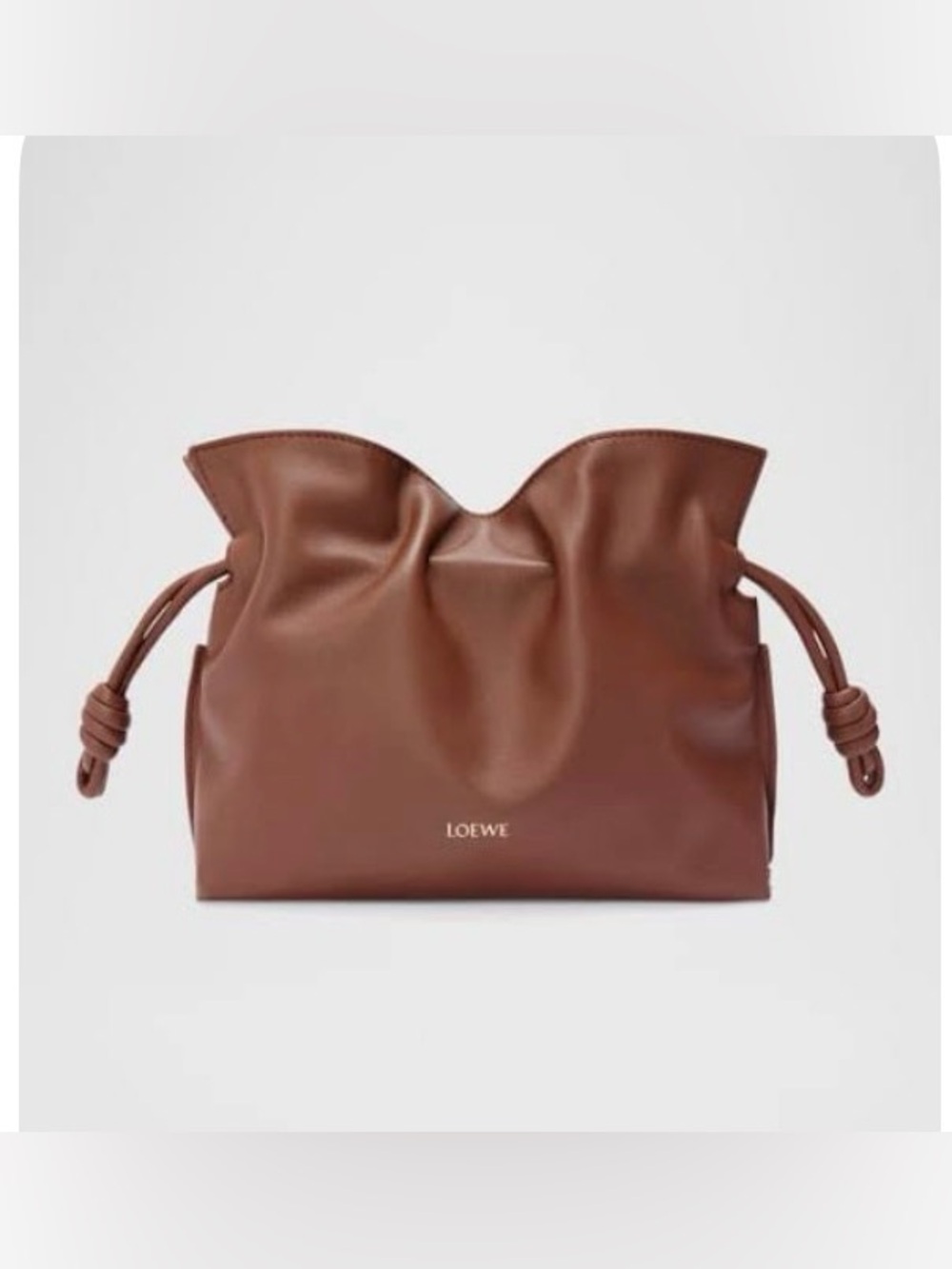 Loewe x SUNA FUJITA Nappa Hamster Mini Flamenco Knot Clutch Havana brand new